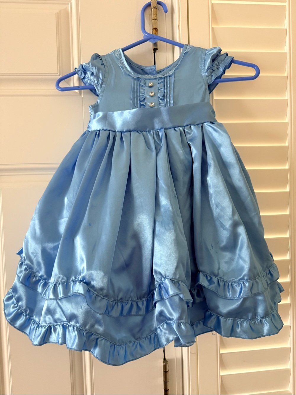 Vintage Wonderkids Light Blue Satin Ruffle Party Dress for Girls